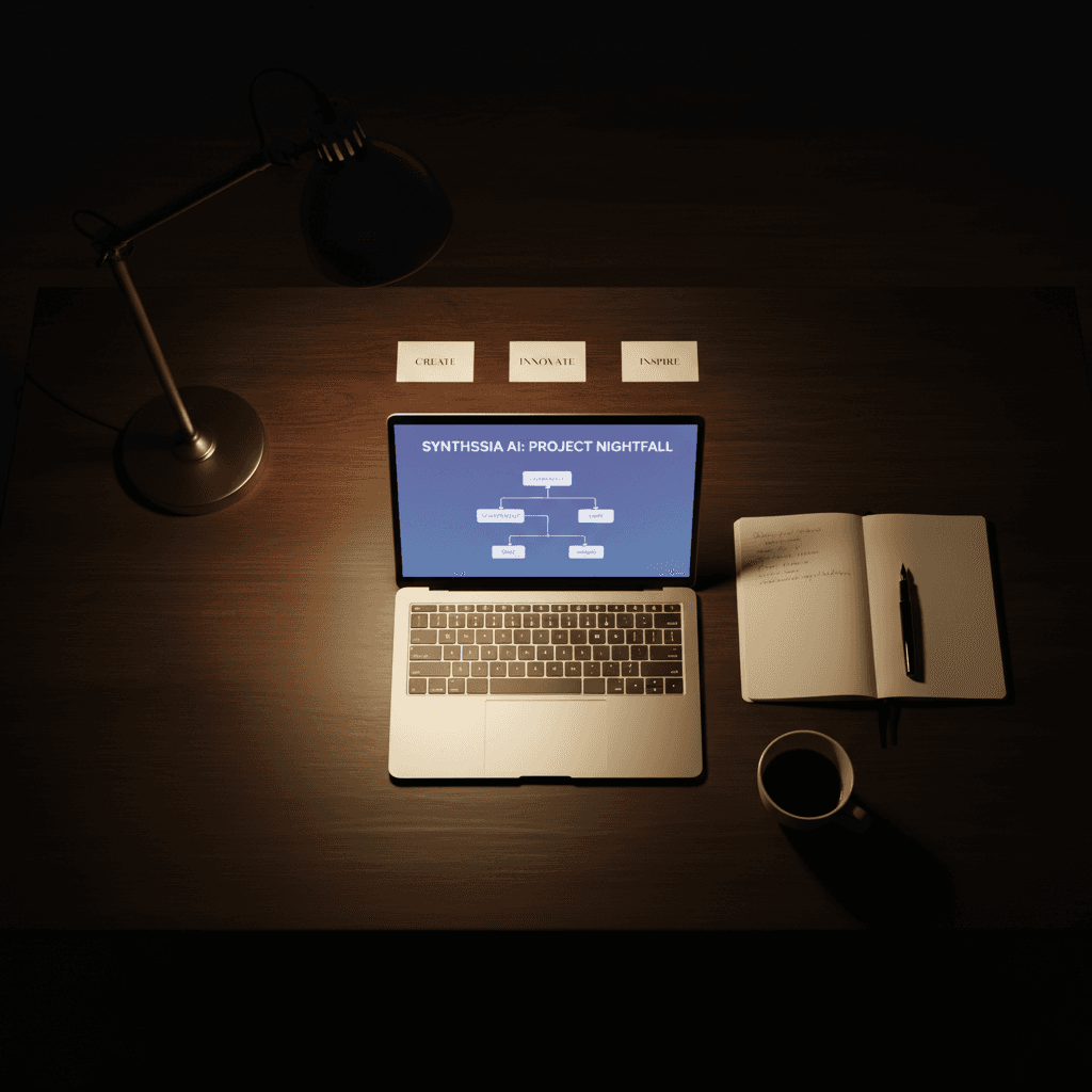 Professional workspace with notebook and pen on desk